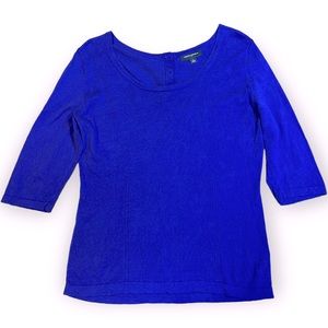 2for$30 BANANA REPUBLIC Royal Blue 3/4 Sleeve Button Detail Top Size Large